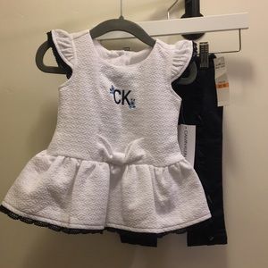 NWT calvin klein peplum top/jegging set 12M
